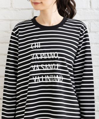 ＦＯＮＴＬＡＢ　メッセージ刺繍ボーダーカットソー