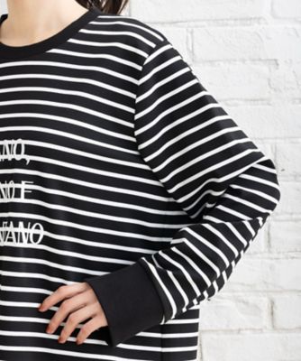 ＦＯＮＴＬＡＢ　メッセージ刺繍ボーダーカットソー