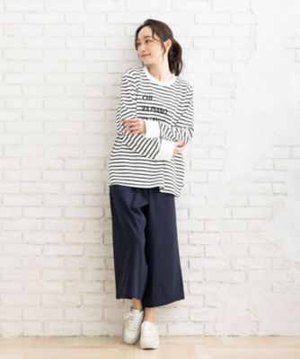 ＦＯＮＴＬＡＢ　メッセージ刺繍ボーダーカットソー