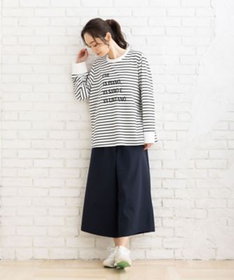 ＦＯＮＴＬＡＢ　メッセージ刺繍ボーダーカットソー