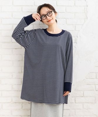 【SALE】【送料無料】sab street my standard (Women/大きいサイズ)/サブストリート マイスタンダード USAコットン 度詰めボーダーロングカットソー 33ー61ー2502 ネイビー(46) トップス【三越伊勢丹/公式】