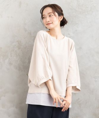 ＜sab street my standard (Women/大きいサイズ)＞ＦＯＮＴＬＡＢ　ストライプコンビラメカットソー　３３ー６１ー２５６１