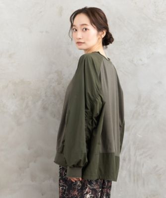 【送料無料】sab street my standard (Women/大きいサイズ)/サブストリート マイスタンダード FONTLAB ナイロンタフタコンビプルオーバー 33ー61ー2600 カーキ(61) トップス【三越伊勢丹/公式】