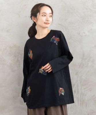 【送料無料】sab street my standard (Women/大きいサイズ)/サブストリート マイスタンダード シカゴワッペンエンブロイダリーロンT 33ー61ー2614 ブラック(00) トップス【三越伊勢丹/公式】