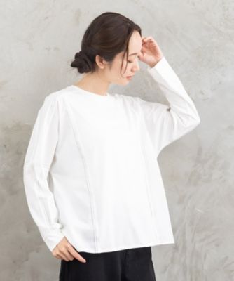 【送料無料】sab street my standard (Women/大きいサイズ)/サブストリート マイスタンダード FONTLAB 布帛コンビ配色ステッチカットソー 33ー61ー2633 ホワイト(01) トップス【三越伊勢丹/公式】