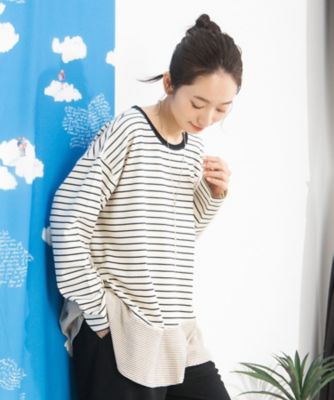 ＜sab street my standard (Women/大きいサイズ)＞ＦＯＮＴＬＡＢ　スイッチボーダーアシンメトリーカットソー　３３ー６１ー２６６６