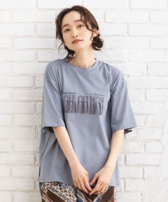【SALE】sab street my standard (Women/大きいサイズ)/サブストリート マイスタンダード FONTLAB フリンジロゴシルケットTシャツ 33-64-2412 サックス(42) トップス【三越伊勢丹/公式】