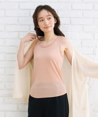 ラメリブチュールタンクトップ　プラスサイズ　３３ー６４ー２５４８
