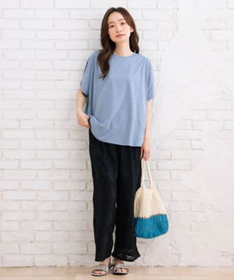 ＦＯＮＴＬＡＢ　スプレー風ビジューデコレートワイドＴシャツ　３３６４２５６６