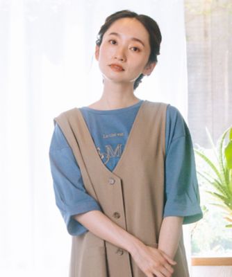 【送料無料】sab street my standard (Women/大きいサイズ)/サブストリート マイスタンダード FONTLAB ビジューロゴエンブロイダリーカットソー 33ー64ー2591 ブルー(41) トップス【三越伊勢丹/公式】