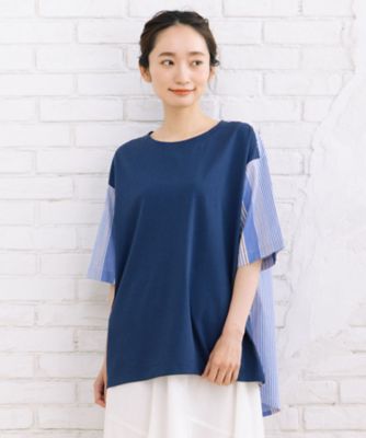 FONTLAB 布帛コンビTシャツ プラスサイズ 33642602