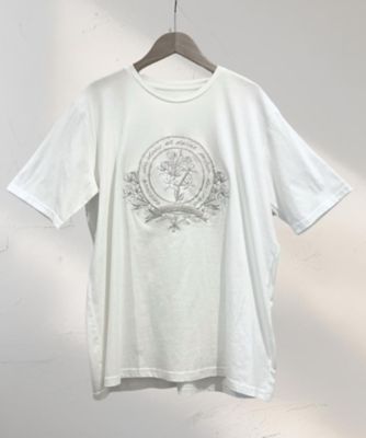 フラワーエンブレム刺繍Tシャツ プラスサイズ 33ー64ー2613