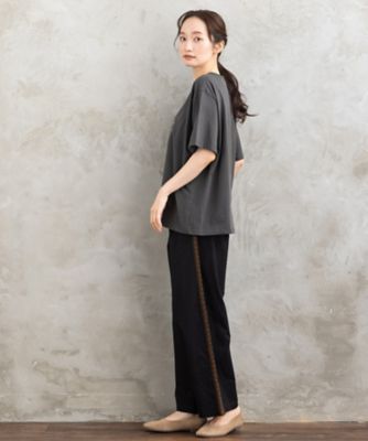 フラワーエンブレム刺繍Tシャツ プラスサイズ 33ー64ー2613