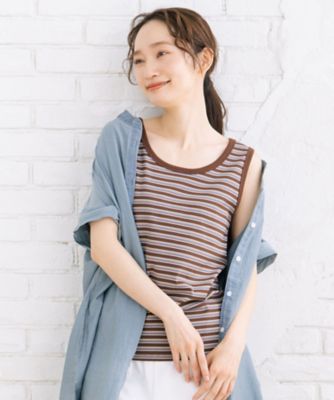 ＜sab street my standard (Women/大きいサイズ)＞ボーダーテレコタンクトップ　３３ー６４ー２６７５