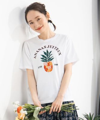 ＜sab street my standard (Women/大きいサイズ)＞トロピカルパインエンブロイダリーＴシャツ　３３ー６４ー２６７７