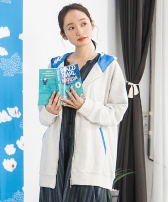 ＜sab street my standard (Women/大きいサイズ)＞Ｂｌｅｕ　ｔａｎｇｏ　マチルダプリント裏毛ジップフーディ　３３ー６４ー２６８９