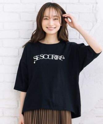 FONTLAB パールデコレートロゴ6分袖Tシャツ 33ー64ー