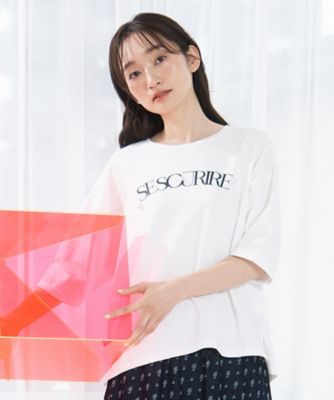 ＜sab street my standard (Women/大きいサイズ)＞ＦＯＮＴＬＡＢ　パールデコレートロゴ６分袖Ｔシャツ　３３ー６４ー２６９７