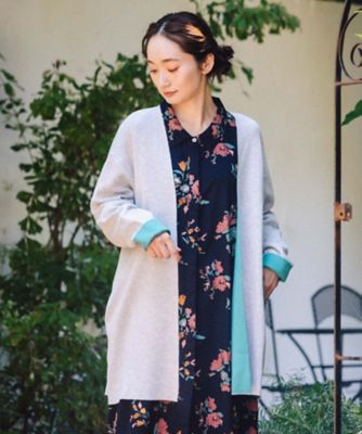 【送料無料】sab street my standard (Women/大きいサイズ)/サブストリート マイスタンダード FONTLAB Wフェイス配色コーディガン プラスサイズ 33ー75ー9292 グレー(11) トップス【三越伊勢丹/公式】