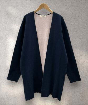 【送料無料】sab street my standard (Women/大きいサイズ)/サブストリート マイスタンダード FONTLAB Wフェイス配色コーディガン プラスサイズ 33ー75ー9292 ネイビー(40) トップス【三越伊勢丹/公式】