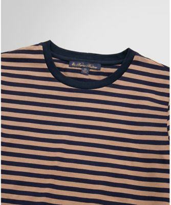 コットン　ストライプ　リンガーＴシャツ　Ｂｒｏｗｎ／Ｎａｖｙ