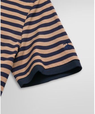 コットン　ストライプ　リンガーＴシャツ　Ｂｒｏｗｎ／Ｎａｖｙ