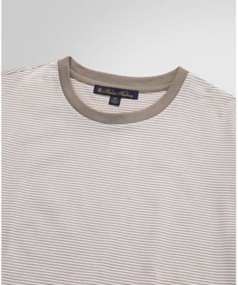 コットン　ストライプ　リンガーＴシャツ　Ｂｅｉｇｅ／Ｉｖｏｒｙ