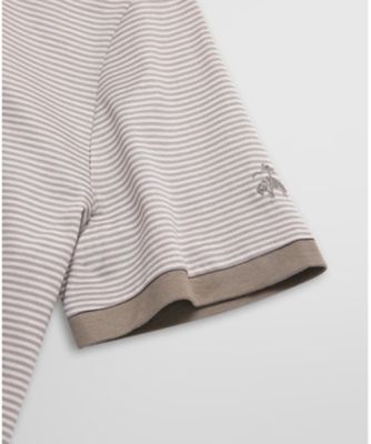 コットン　ストライプ　リンガーＴシャツ　Ｂｅｉｇｅ／Ｉｖｏｒｙ