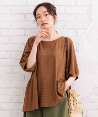 ＜sab street my standard (Women/大きいサイズ)＞ペプラム風カットレースブラウス　３５ー０１ー００１４