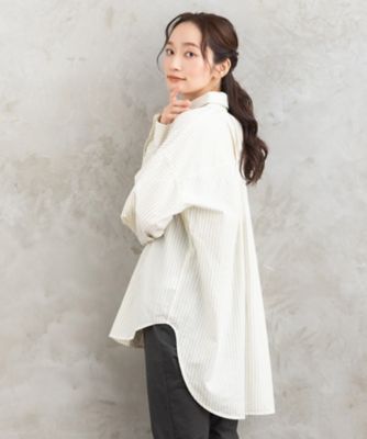 ＜sab street my standard (Women/大きいサイズ)＞ドビーストライプシャツ　３５ー０１ー００２０