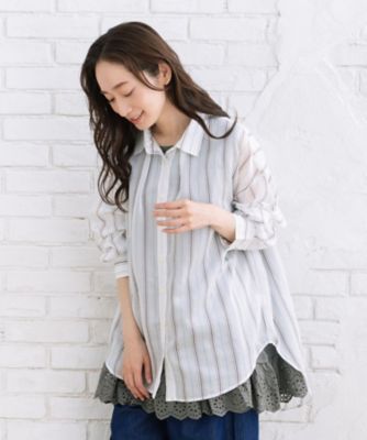 sabstreet bis web限定 シアーストライプシャツ 35ー