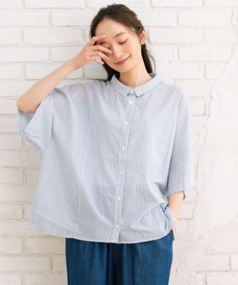 sab street my standard (Women/大きいサイズ)/サブストリート マイスタンダード ｓａｂｓｔｒｅｅｔ　ｂｉｓピンストライプボクシーシャツ　３５０３００１５