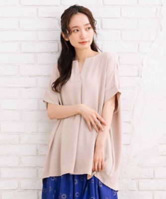 sab street my standard (Women/大きいサイズ)/サブストリート マイスタンダード ｓａｂｓｔｒｅｅｔ　ｂｉｓ　ｗｅｂ限定　ＣＯＯＬ・ＵＶ・防シワ　ライトジョーゼットキーネックシャツ　３５０３００１８