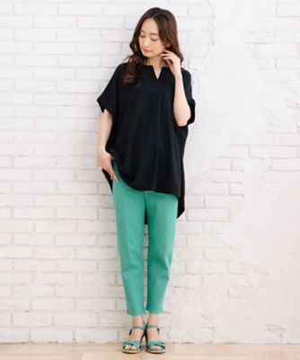 ｓａｂｓｔｒｅｅｔ　ｂｉｓ　ｗｅｂ限定　ＣＯＯＬ・ＵＶ・防シワ　ライトジョーゼットキーネックシャツ　３５０３００１８
