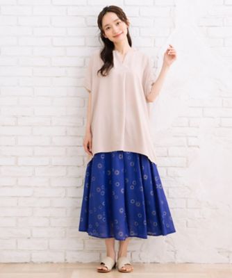 ｓａｂｓｔｒｅｅｔ　ｂｉｓ　ｗｅｂ限定　ＣＯＯＬ・ＵＶ・防シワ　ライトジョーゼットキーネックシャツ　３５０３００１８