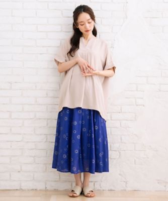 ｓａｂｓｔｒｅｅｔ　ｂｉｓ　ｗｅｂ限定　ＣＯＯＬ・ＵＶ・防シワ　ライトジョーゼットキーネックシャツ　３５０３００１８