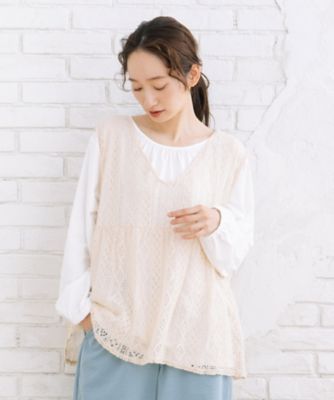 ＜sab street my standard (Women/大きいサイズ)＞ｓａｂｓｔｒｅｅｔ　ｂｉｓ　ｗｅｂ限定　ペプラムレースベストアンサンブル　３５０８００２３