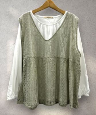 sab street my standard (Women/大きいサイズ)/サブストリート マイスタンダード ｓａｂｓｔｒｅｅｔ　ｂｉｓ　ｗｅｂ限定　ペプラムレースベストアンサンブル　３５０８００２３