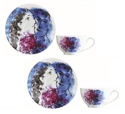 ＜BERNARDAUD＞マルク　シャガール　ブーケ・ドゥ・フルール　カップ＆ソーサー　ペア