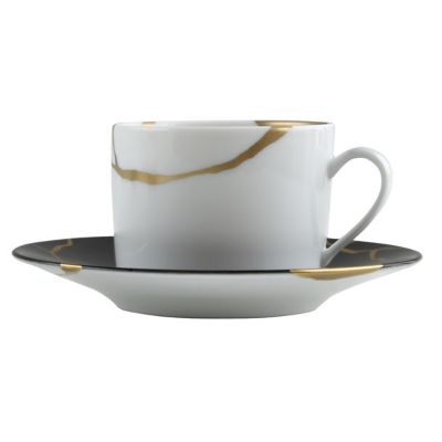 ＜BERNARDAUD＞ＫＩＮＴＳＵＧＩーキンツギ　シャルボン　カップ＆ソーサー　１５０ｍｌ