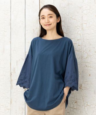 ＜sab street my standard (Women/大きいサイズ)＞エンブロイダリーレーススリーブカットソー