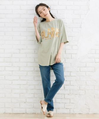 ヴィンテージ風箔ロゴプリントＴシャツ　３５ー６４ー００１５