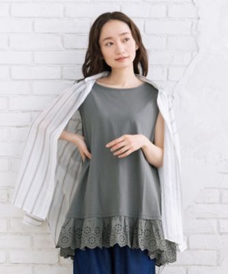 ＜sab street my standard (Women/大きいサイズ)＞ｓａｂｓｔｒｅｅｔ　ｂｉｓ　ｗｅｂ限定　裾刺繍レースタンクトップ　３５ー６４ー００４６