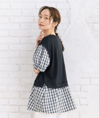 sabstreet bis web限定 チェック切替プルオーバー 35
