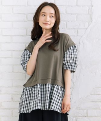 ＜sab street my standard (Women/大きいサイズ)＞ｓａｂｓｔｒｅｅｔ　ｂｉｓ　ｗｅｂ限定　チェック切替プルオーバー　３５ー６４ー００５０