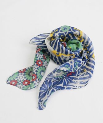 バスコ 極美品 クサカンムリ 大判 ストール シルク混 花柄 羽織り 膝掛け たからのかじつ ［KusaKanmuri シルクコットンストール ]/ITEM