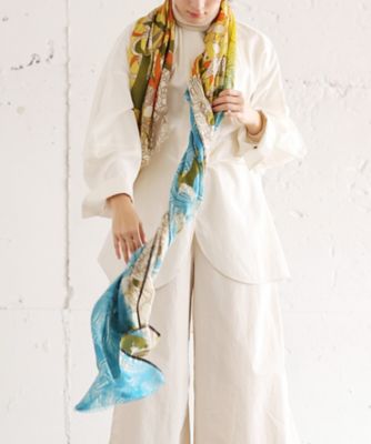 AKRIS　アクリス　カシミヤシルク　大判ストール　白黒　65×190㎝ ろっくすたあ ［KusaKanmuri シルクコットンストール ]/ITEM