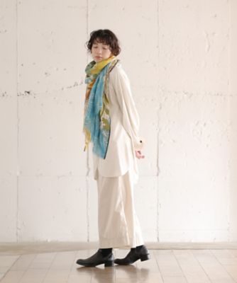 AKRIS　アクリス　カシミヤシルク　大判ストール　白黒　65×190㎝ ろっくすたあ ［KusaKanmuri シルクコットンストール ]/ITEM