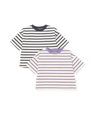 袖エンボスロゴボーダー半袖Ｔシャツ　４１５１２１０