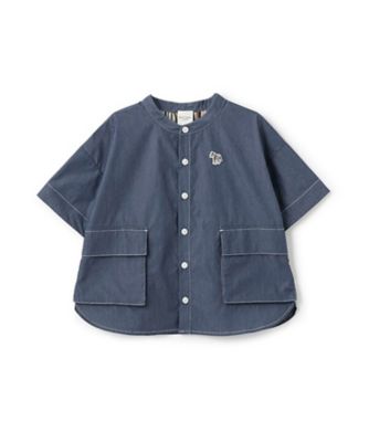 ビックポケットノーカラー半袖シャツ　４１５１２１４